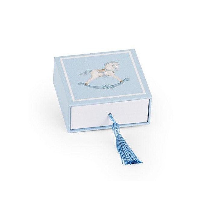 SCATOLA CAVALLINO 7X7X3CM AZZURRA